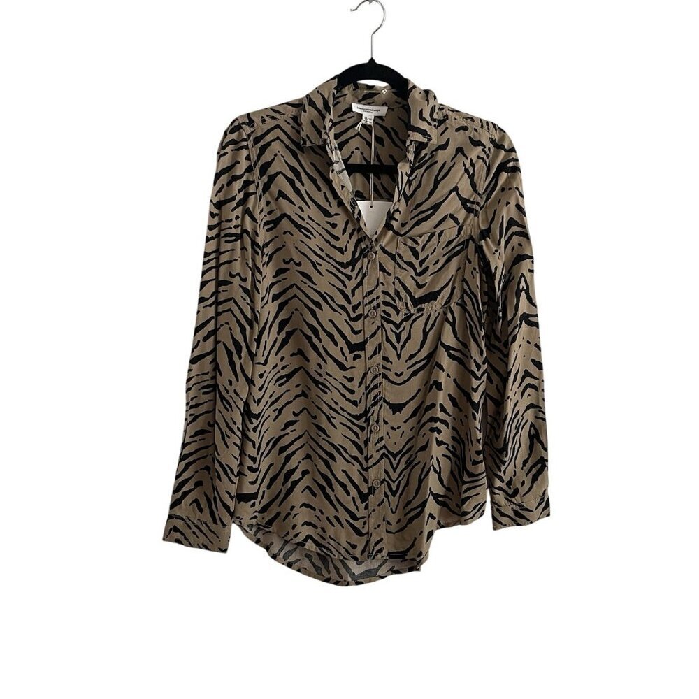 beachlunchlounge Women XS Animal Print Long Sleeve Alanna Button Up Shirt NWT